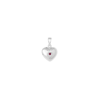 Siersbøl Silber Rhodinierter Herz m. Synt. Rubin 17x10mm