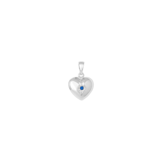 Siersbøl Silber Rhodinierter Herz m. Synt. Saphir 17x10mm