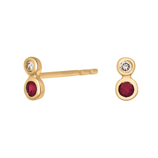 14kt. Goldohrringe m/Rubin und dia 0.03ct W/SI
