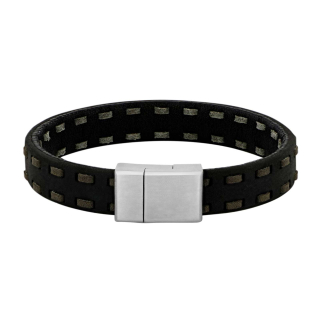 SON Armband schwarzes m/grau Kalbsleder 23cm