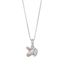 Rhod. Silberhalskette Einhorn m/rosa cz