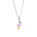 Rhod. Silberhalskette Flamingo m/Emaille