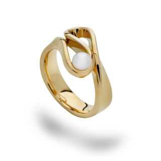 925/- Ring, vg. Poliert, Zuchtperle Weiss