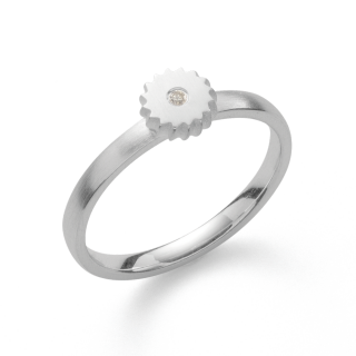 925/- Ring, rho. matt., Brillant 0,02ct W-SI