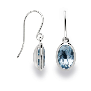 925/- Ohrhänger Poliert, Blau Topas 3,02ct