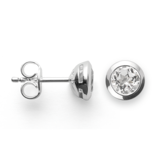 925/- Ohrstecker Poliert, Weißer Topas 1,20ct