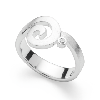 925/- Ring, rho. Sand Matt, Brillant 0,02ct W-SI