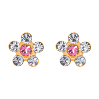 Blume Pink Kristall, 14 Karat