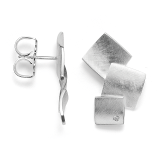 925/- Ohrstecker Kratzmatt, Dia. 0,02ct W-SI