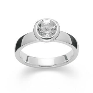 925/- Ring, rho. Poliert, Weißer Topas 1,49ct