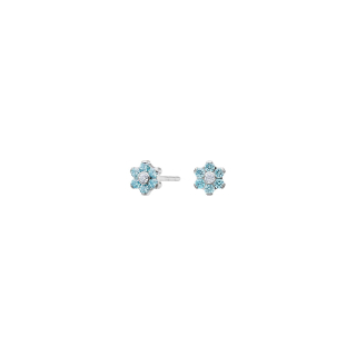 Titanium Ohrstecker Blume m. blau cz