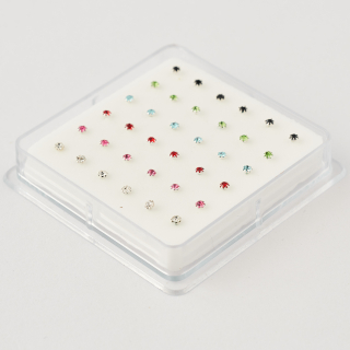 Nasen piercing Silber 2mm mix Farben 36 stk