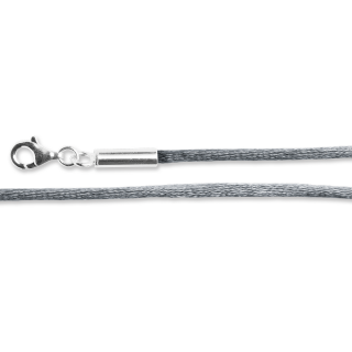 Satinband grau mit 925/- Karabiner 2,5mm, 80+ cm