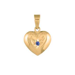 8kt. Goldherz m/synt. Saphir 11mm