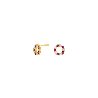 14Kt. Gold Ohringe m. Rubin und 0,7ct W/SI