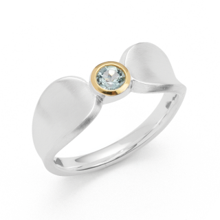 925/- Ring, Teil vg., rho. matt./Pol. Blau Topas
