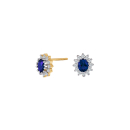 8kt. goldohrringe Rosette m/synth. Saphir und cz