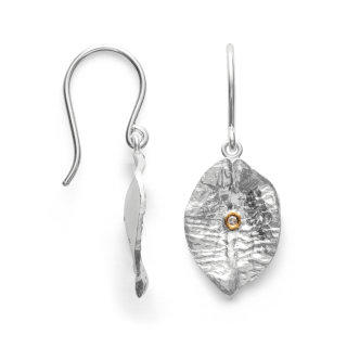 925/- Ohrhänger, Teil vg. seidenmatt, 0,02ct W-SI