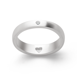 925/- Ring, rho. matt., Brillant 0,02ct W-SI