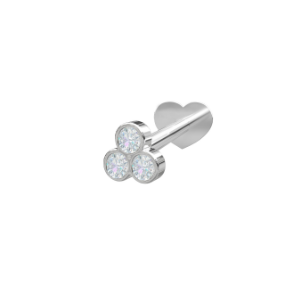 Rhd. Sil.  Labret-piercing 3 CZ 3mm PIERCE52
