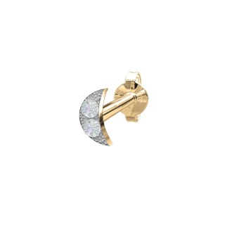 14kt.Goldohrring Mond m/Dia. 0,008ct 3,5mm PIERCE