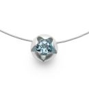 925/- Anhänger inkl. Stahl matt., Blau Topas,  1mm