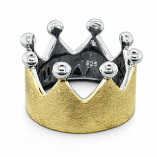 Ring Krone vergoldet - 925 Silber vergoldet - Größe 60
