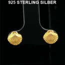 Ohrstecker Herzmuschel vergoldet - 925 Silber vergoldet