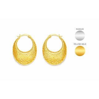 Sea Jewel Basket Ohrring "Tasche rund flach" - 925 Silber vergoldet ( 38G )