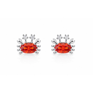Ohrstecker MY EAR Tiere "Krebs" rot  edelstahl versilbert