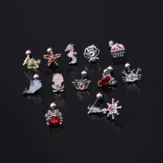 Ohrstecker Tiere "Octopus" Edelstajhl versilbert