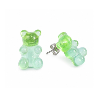 MY BÄR Acryl- Ohrstecker - hellgrün klar - Stecker Edelstahl
