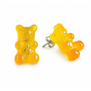 MY BÄR Acryl- Ohrstecker - gelb klar - Stecker Edelstahl