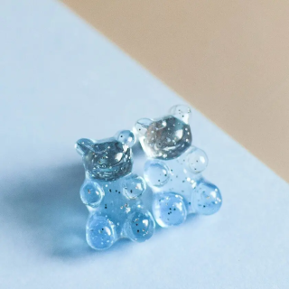 MY BÄR Acryl- Ohrstecker - blau klar - Stecker Edelstahl