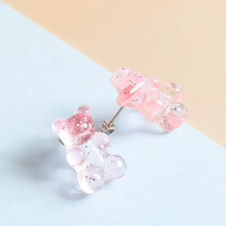 MY BÄR Acryl- Ohrstecker - rosa klar - Stecker Edelstahl