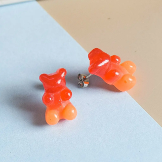 MY BÄR Acryl- Ohrstecker - orange - rot - Stecker Edelstahl