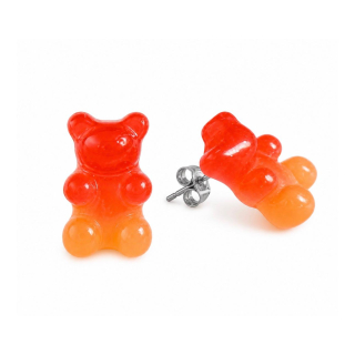 MY BÄR Acryl- Ohrstecker - orange - rot - Stecker Edelstahl