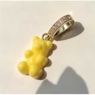 MY BÄR Acryl- Anhänger - gelb, Öse edelstahl vergoldet mit Zirkonia