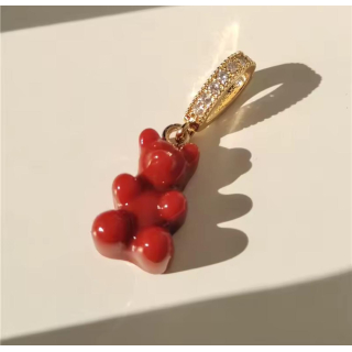 MY BÄR Acryl- Anhänger - rot, Öse edelsathl vergoldet mit Zirkonia