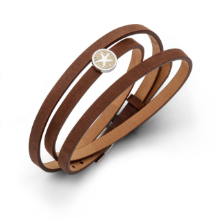 Lederarmband mittelbraun mit Sandelement "Wellen sand- bernstein"