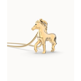 Halskette "Pferd", Messing 18Karat vergoldet