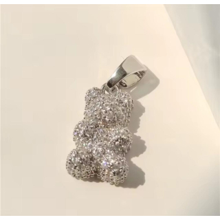MY BÄR Acryl- Anhänger - silber mit Glitzer, Öse edelstahl versilbert
