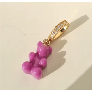 MY BÄR Acryl- Anhänger - lila, Öse edelstahl vergoldet mit Zirkonia