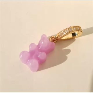 MY BÄR Acryl- Anhänger - leuchtendes lila, Öse edelstahl vergoldet mit Zirkonia