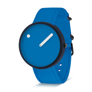 PICTO Ocean Ghost Net 40 mm Armbanduhr mit rotierendem Zifferblatt und küstenblauem recyceltem Kunststoffarmband