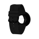 PICTO-Armbanduhr mit drehbarem Zifferblatt und schwarzem Silikonarmband mit polierter schwarzer Dornschließe. Das Zifferblatt dieser Uhr ist 40 mm groß.