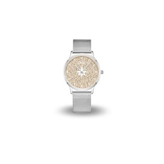 DUR Uhr 40er "Kompass 2.0" Strandsand, Mesh Band Edelstahl