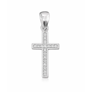 Anhänger Kreuz silber mit Zirkonia - 925 Silber