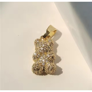 MY BÄR Acryl- Anhänger - gold mit Glitzer, Öse edelstahl mit Karabiner vergoldet
