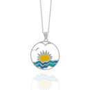 Collier 925/- Silber, rhodiniert, poliert, Welle/Sonne,...